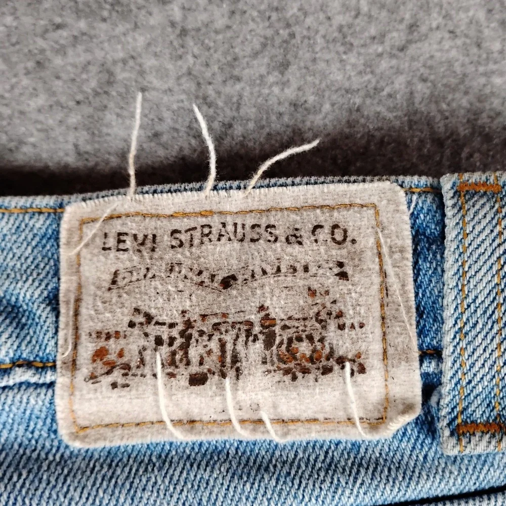 Vintage Levis 614 Orange Tab Jeans Mens 32x27 Light Wash Flex Made in USA Denim